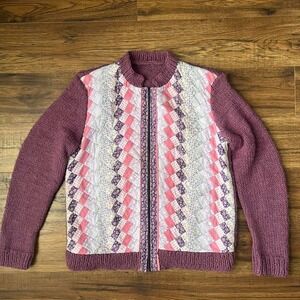 Vintage Handmade Patchwork Quilt‎ Jacket Cardigan Women Medium Cottagecore Boho